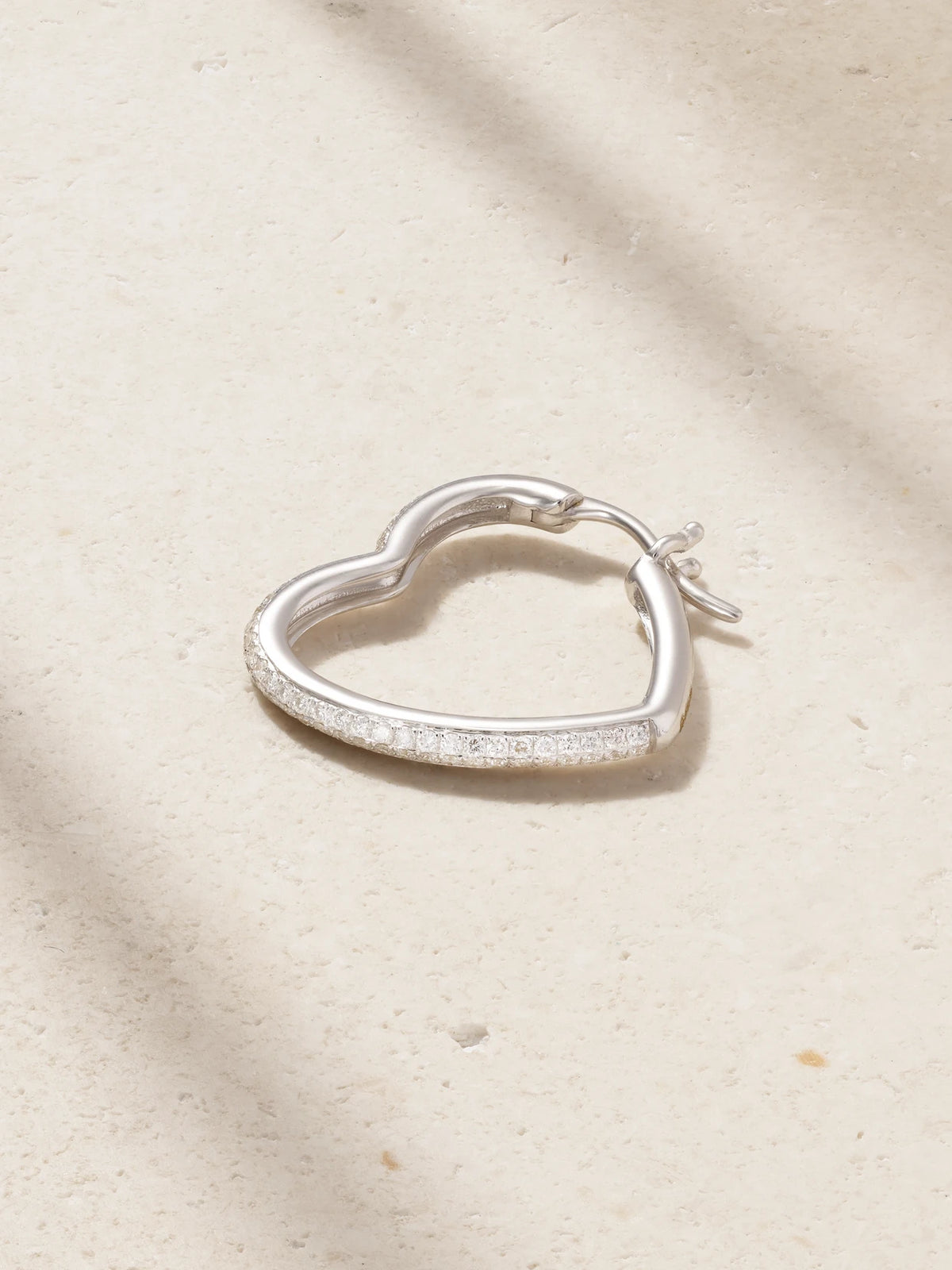 Créole Coeur 18-karat White Gold Diamond Single Hoop Earring