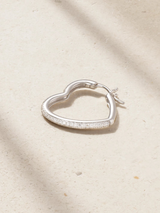Créole Coeur 18-karat White Gold Diamond Single Hoop Earring