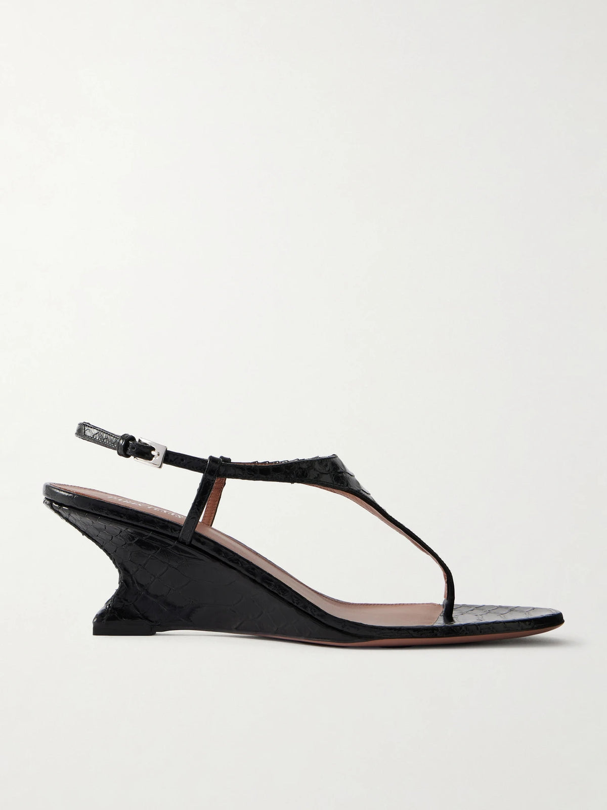 Nina 50 Snake-effect Leather Thong Sandals