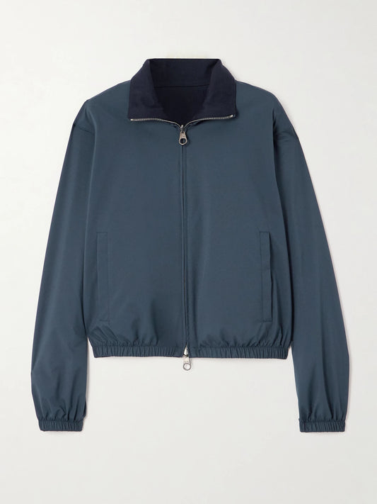 Image of Coats & Jackets. Product name - Reversible Shell And Cashmere Bomber Jacket in Navy colour by brand - Loro Piana