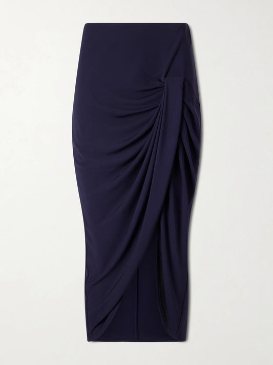 Draped Stretch-jersey Midi Skirt
