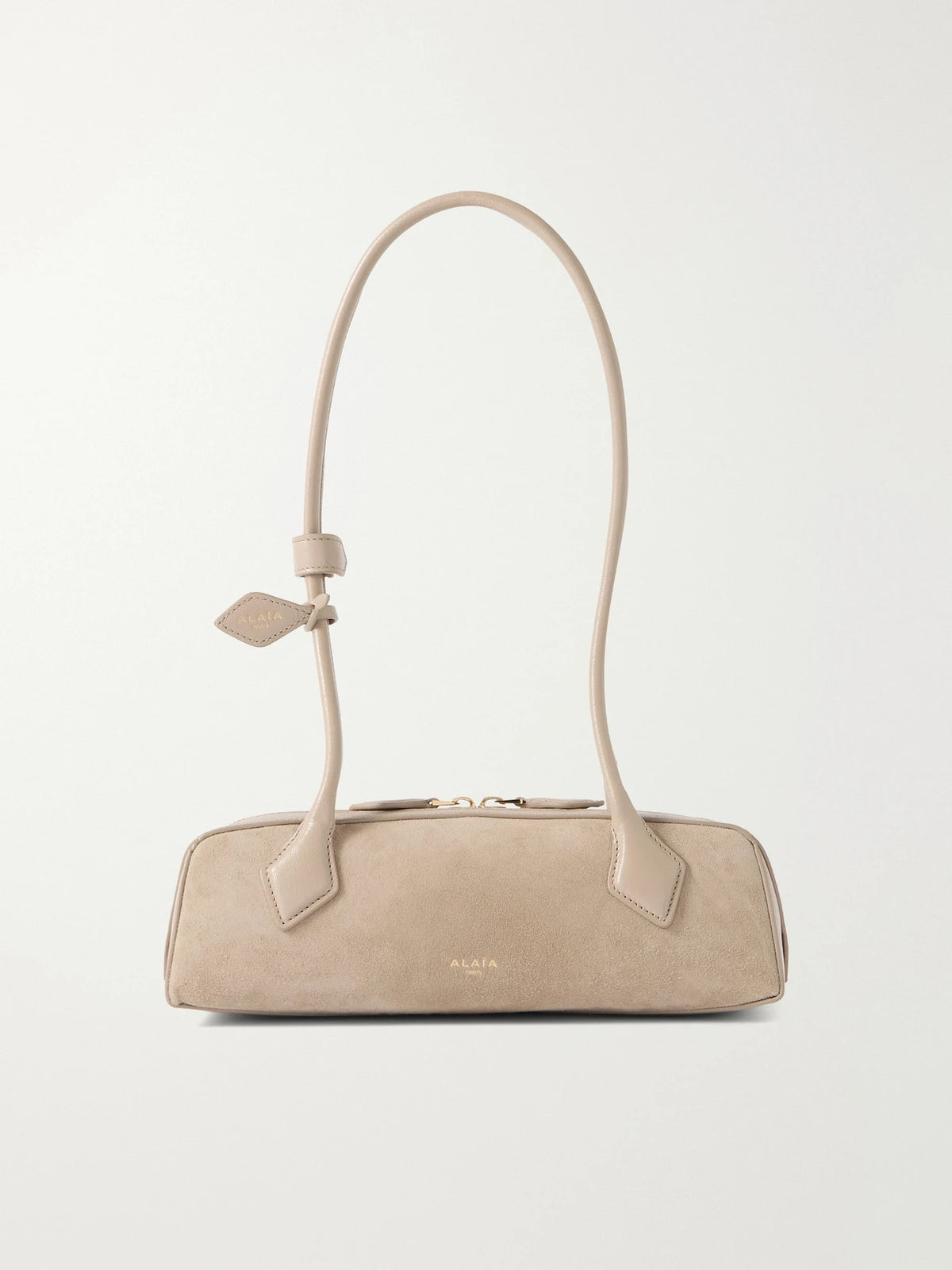 Le Teckel Small Leather-trimmed Suede Shoulder Bag