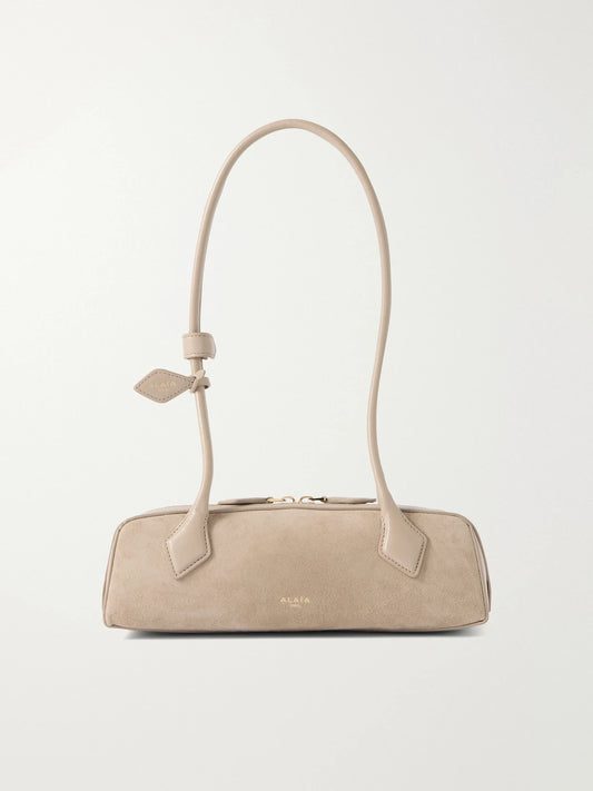 Le Teckel Small Leather-trimmed Suede Shoulder Bag