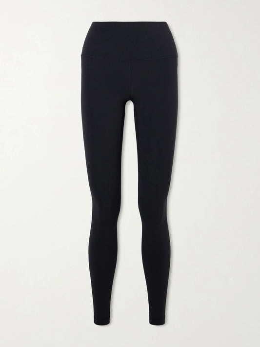 Image of a model wearing Pants. Product name - Align 28" Nulu High-rise Leggings in Black colour by brand - lululemon