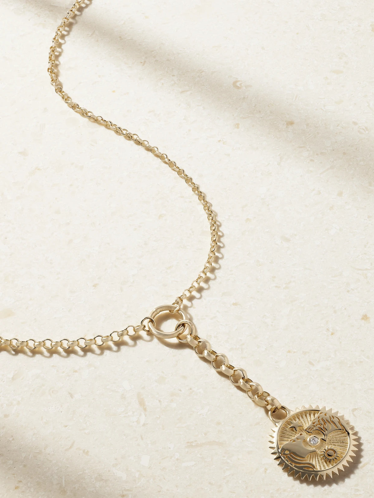 Solar & Lunar + Small Mixed Belcher 18-karat Gold Diamond Necklace