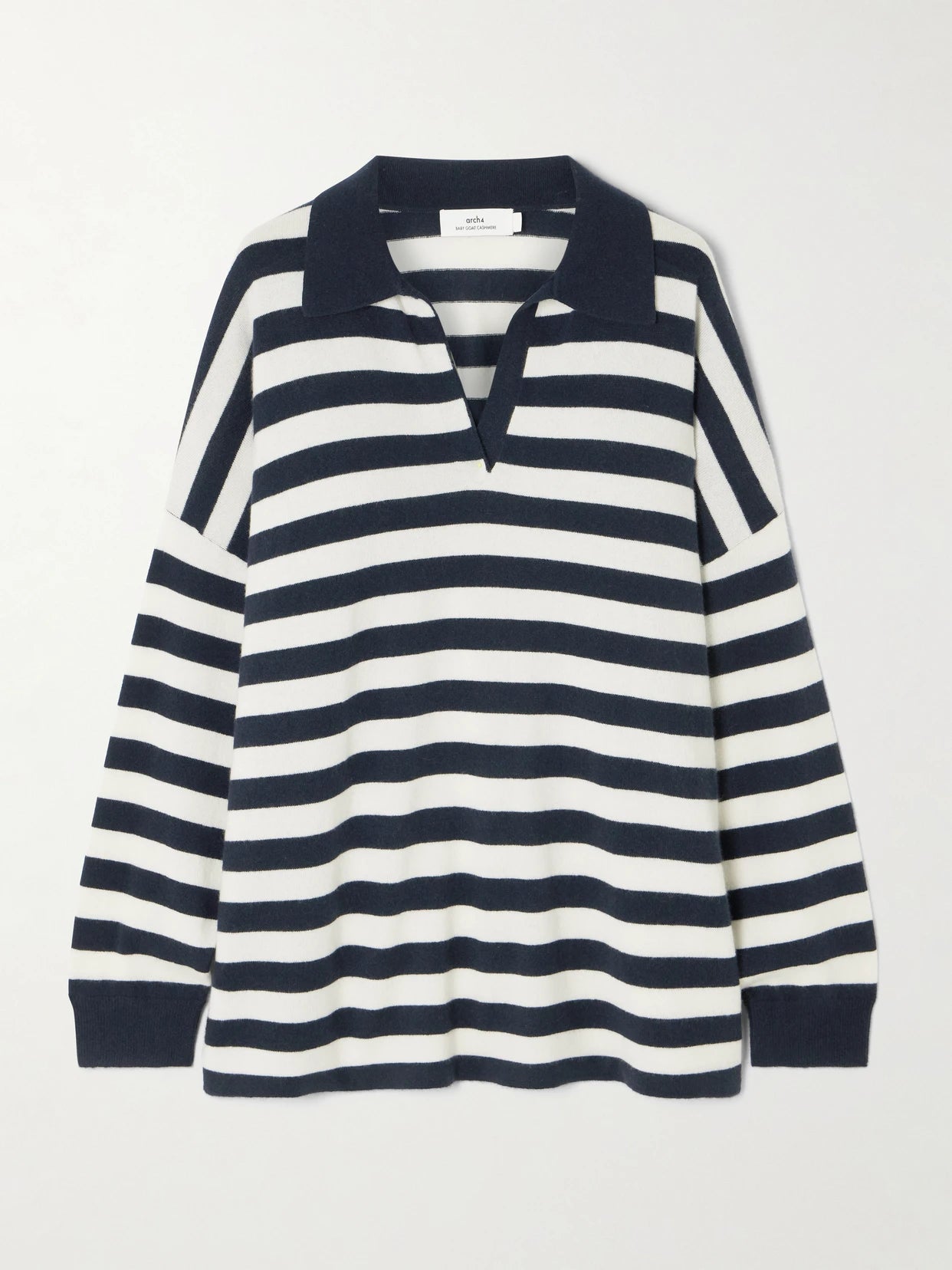 Victoria Oversized Striped Cashmere Polo Sweater