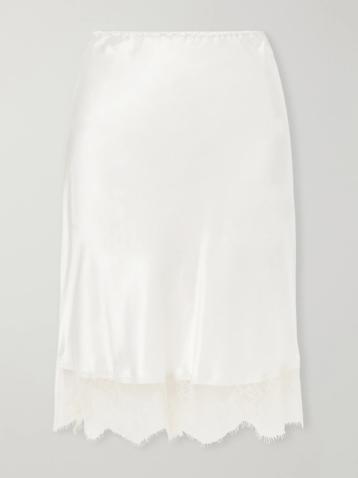 Lace-trimmed Silk-satin Midi Skirt