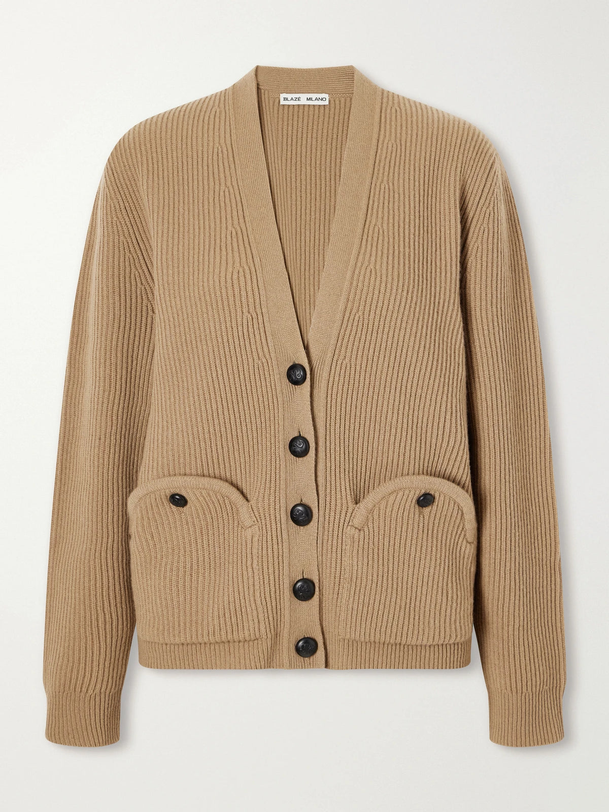 BLAZÉ Milano Highland Uda Ribbed Wool And Cashmere-blend Cardigan