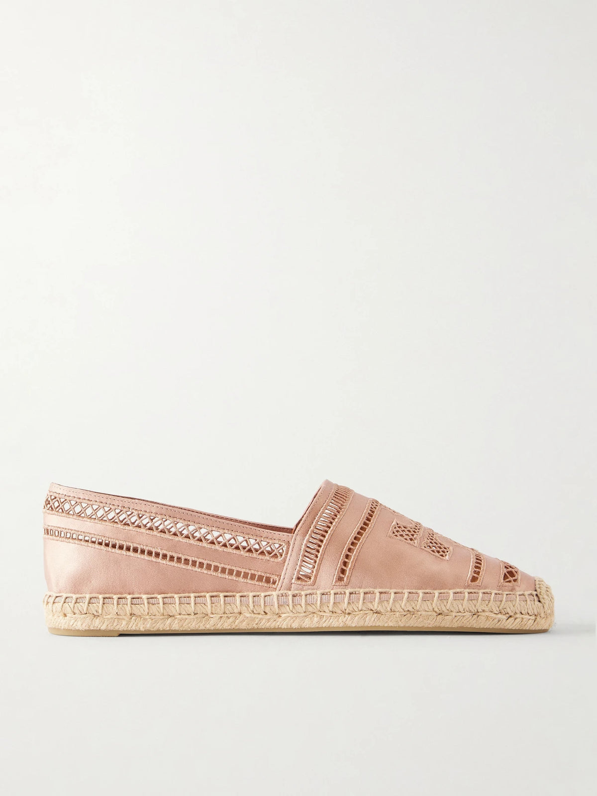 Open Weave Embroidered Satin Espadrilles