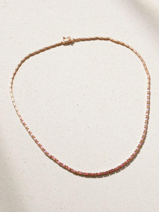 18-karat Gold Sapphire Tennis Necklace