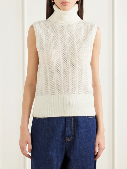 Veronica Beard Mazzy Cashmere Turtleneck Sweater Vest