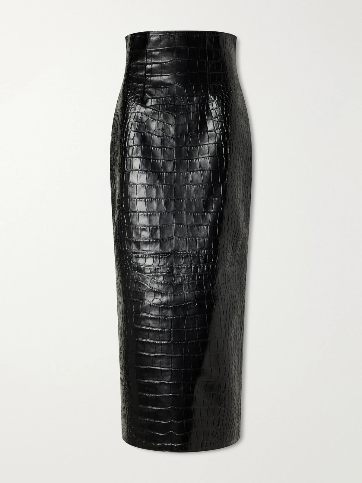 KHAITE Loxley Croc-effect Leather Midi Skirt