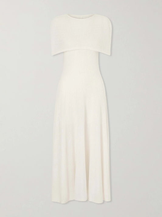 Image of Dresses. Product name - Cordelia Crocheted Cotton, Silk And Cashmere-blend Maxi Dress in Ivory colour by brand - Arch4