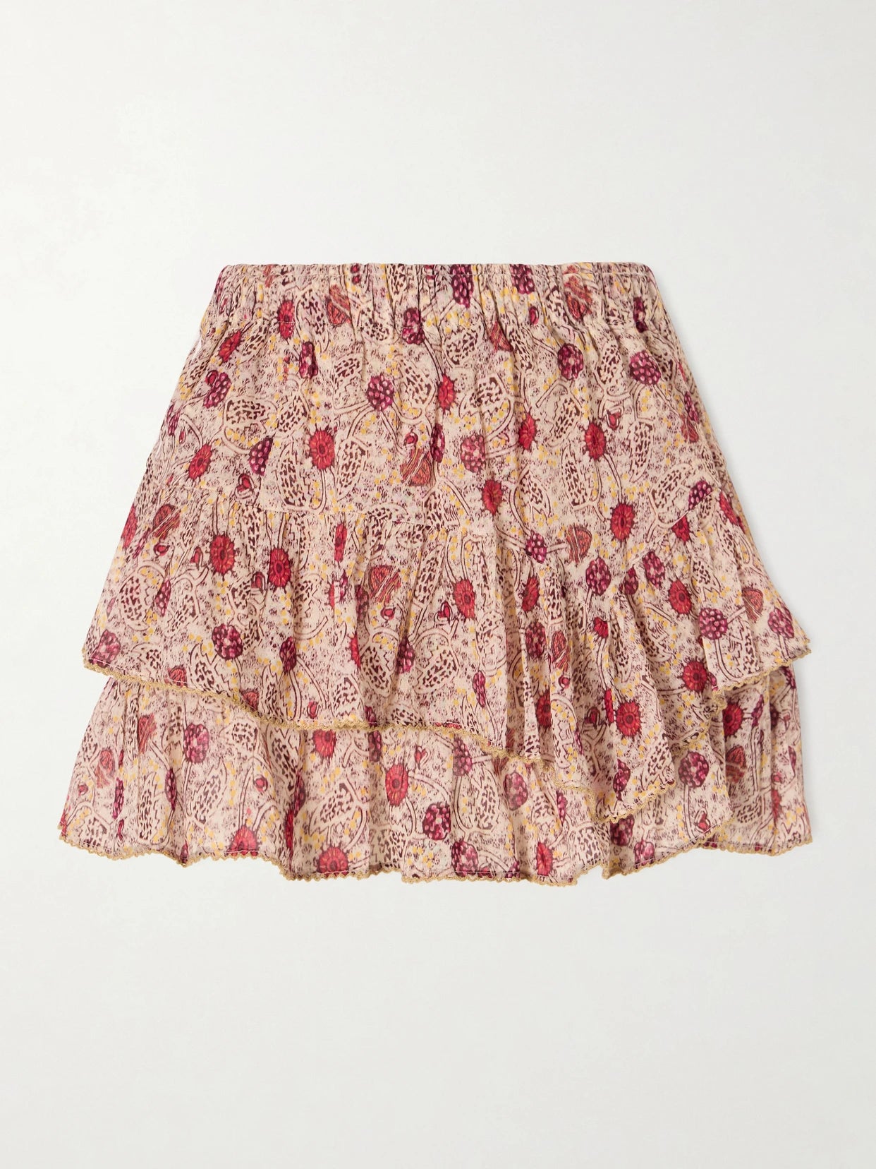 Jocadia Floral-print Ruffled Organic Cotton-voile Shorts