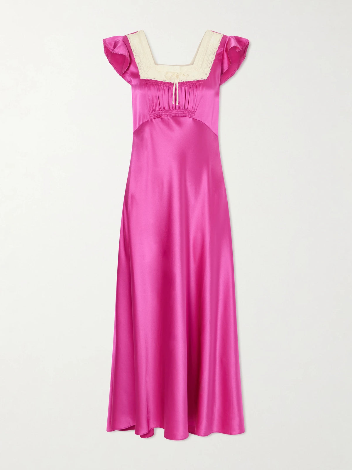 Corina Lace-trimmed Silk-satin Midi Dress