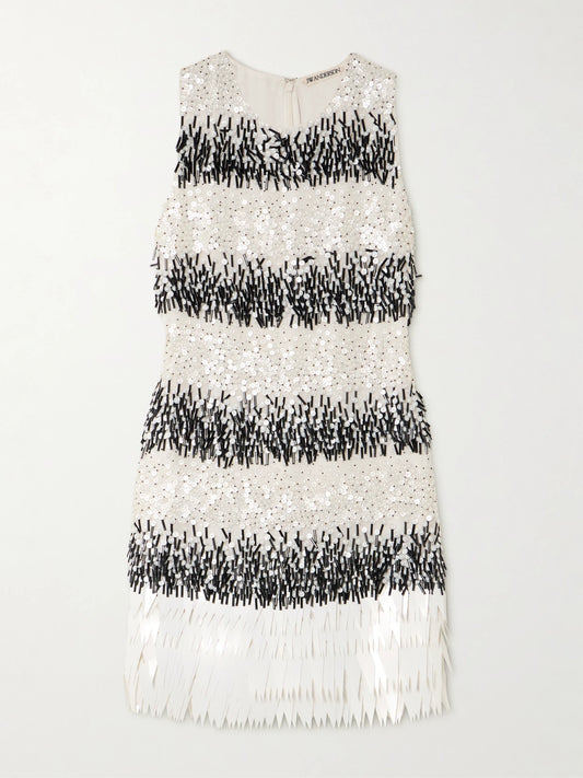 Image of Dresses. Product name - Embellished Chiffon Mini Dress in Multi colour by brand - JW Anderson