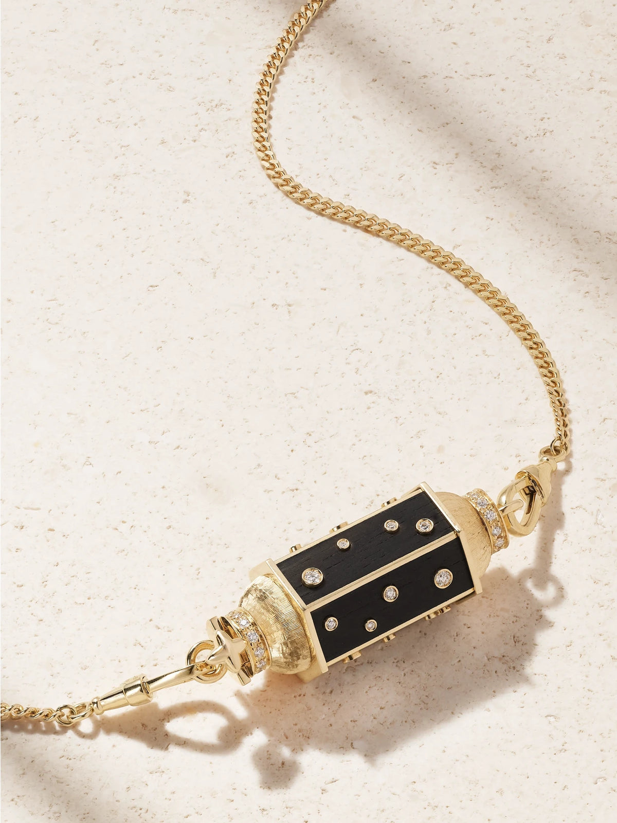 Dot Locket Gourmette 18-karat Gold, Ebony And Diamond Necklace