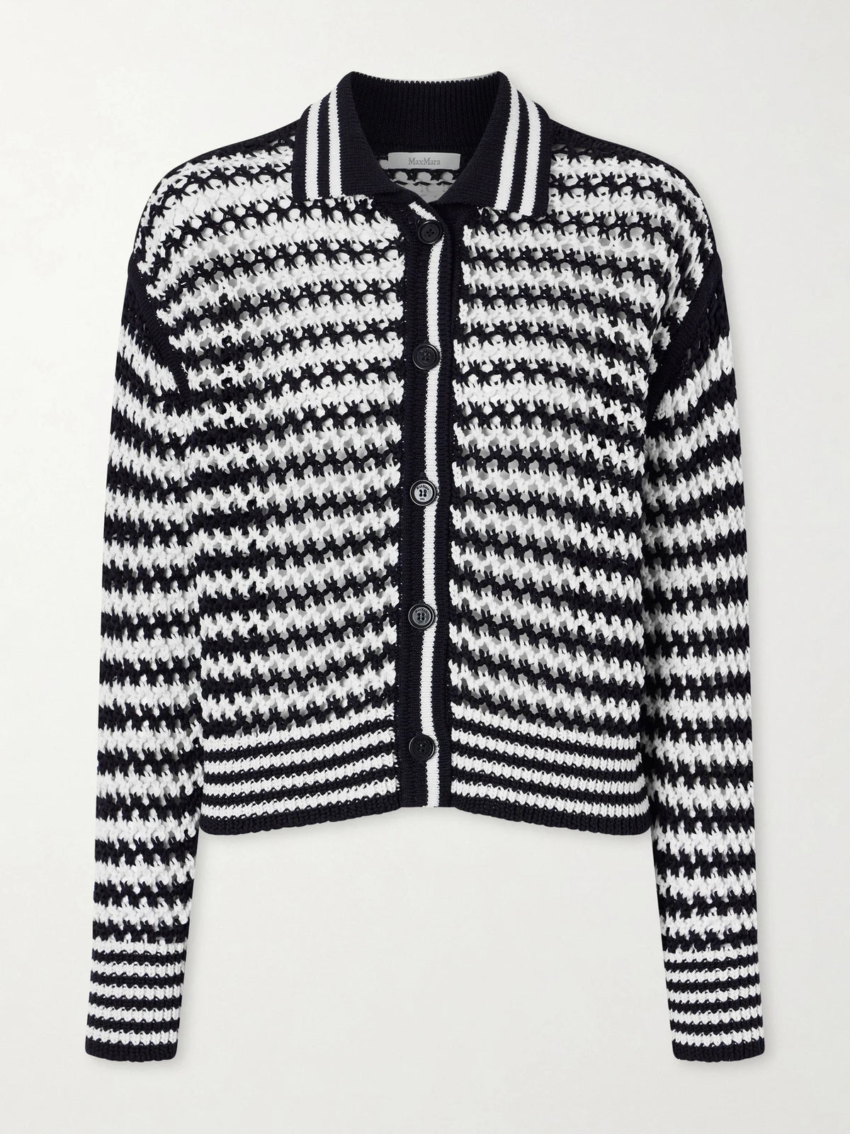 Max Mara Striped Crocheted Cotton Cardigan