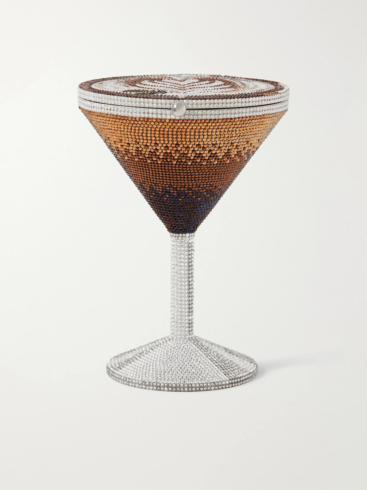Martini Espresso Crystal-embellished Silver-tone Clutch