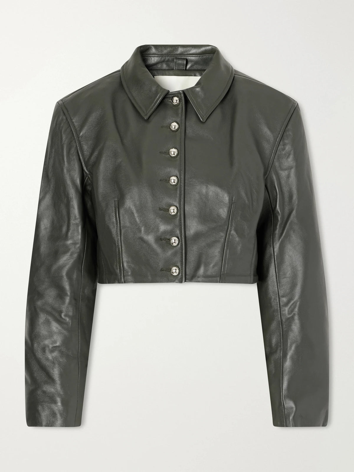 RÙADH Arabella Cropped Darted Leather Jacket