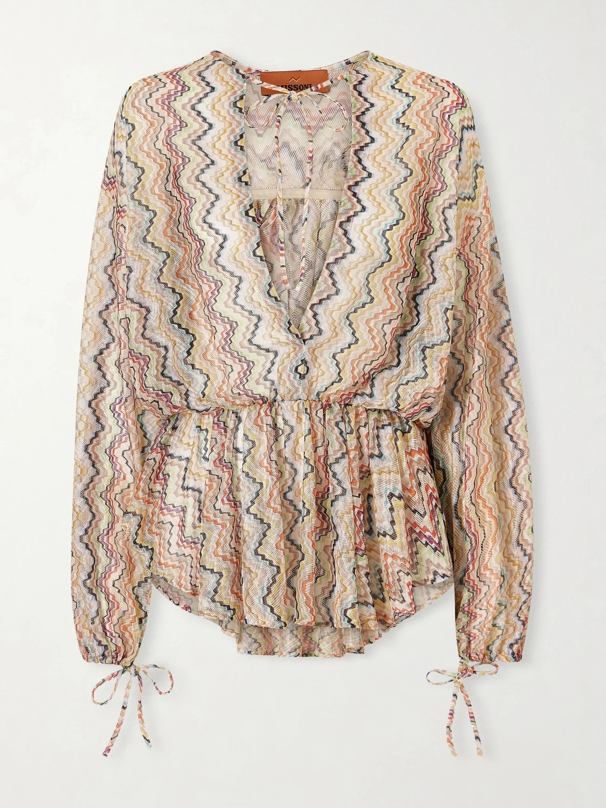 Mare Gathered Striped Crochet-knit Coverup