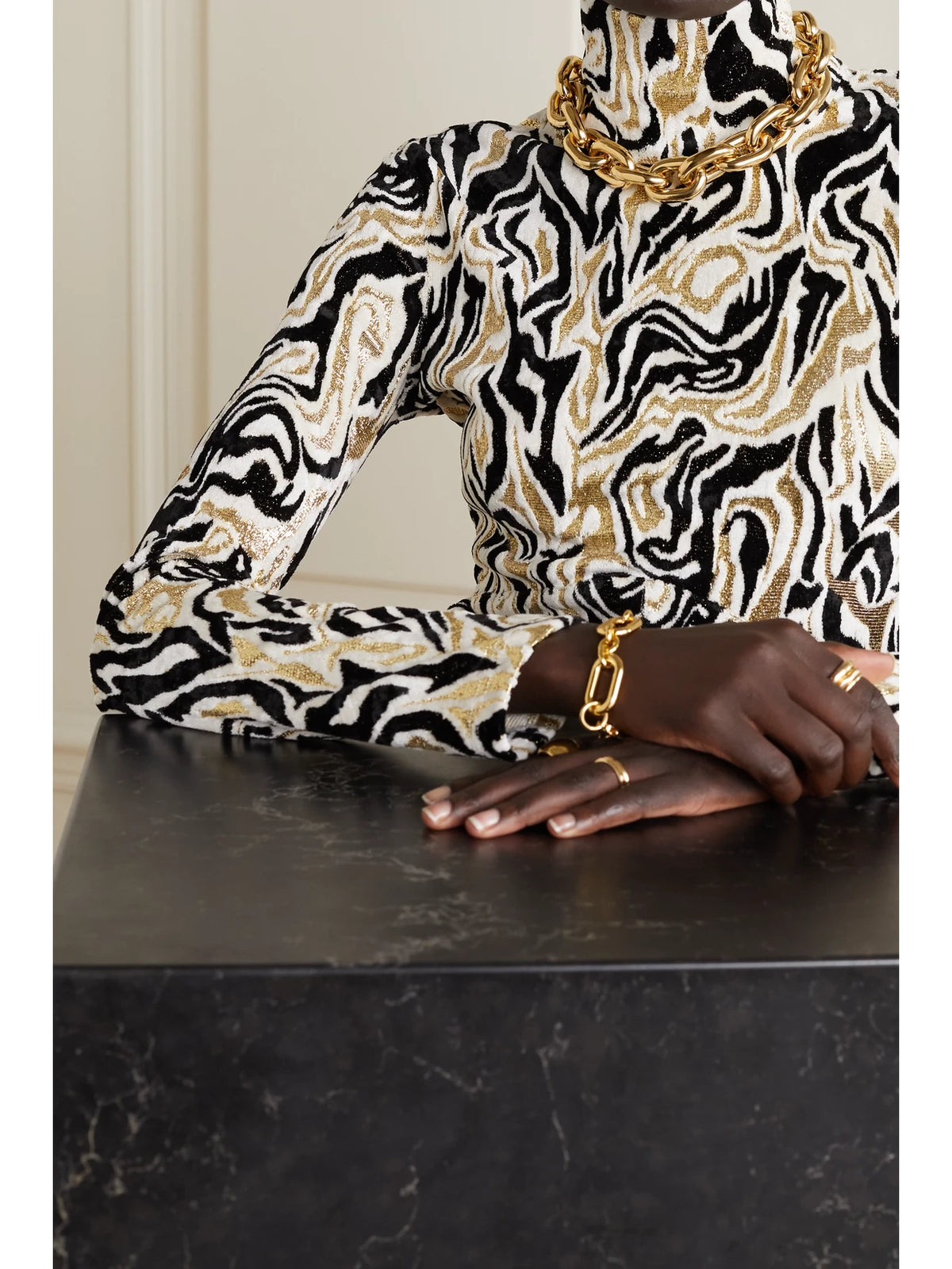 Image of Necklaces. Product name - Xl Link Gold-tone Necklace in Multi colour by brand - RABANNE