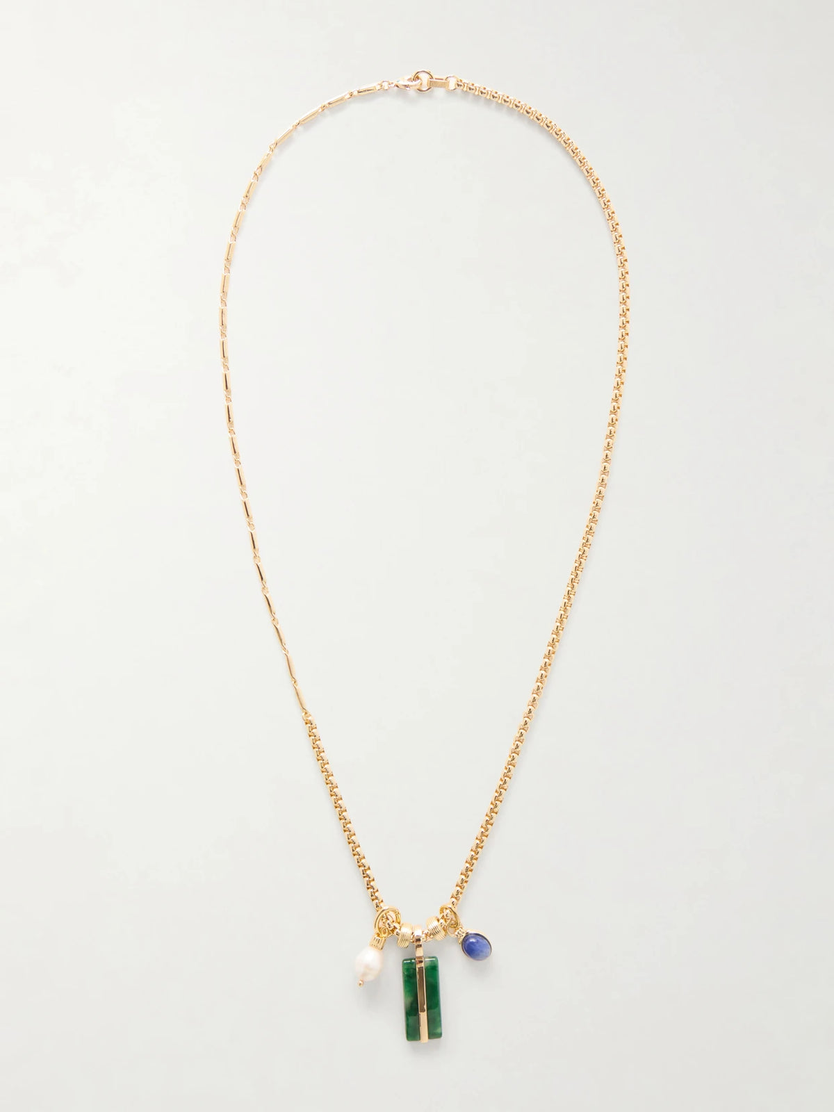 The Stone Bar Gold-tone Agate, Pearl And Lapis Lazuli Necklace