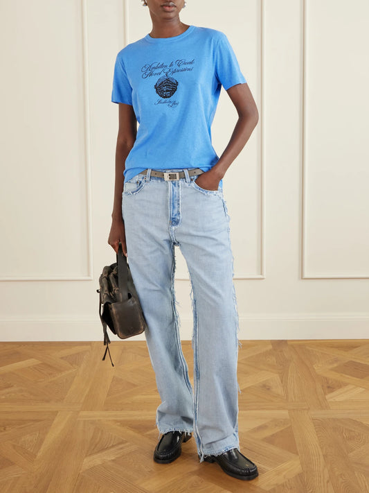 Image of Jeans. Product name - Pazer Mini Skeleton Straight-leg Jeans in Light denim colour by brand - Acne Studios