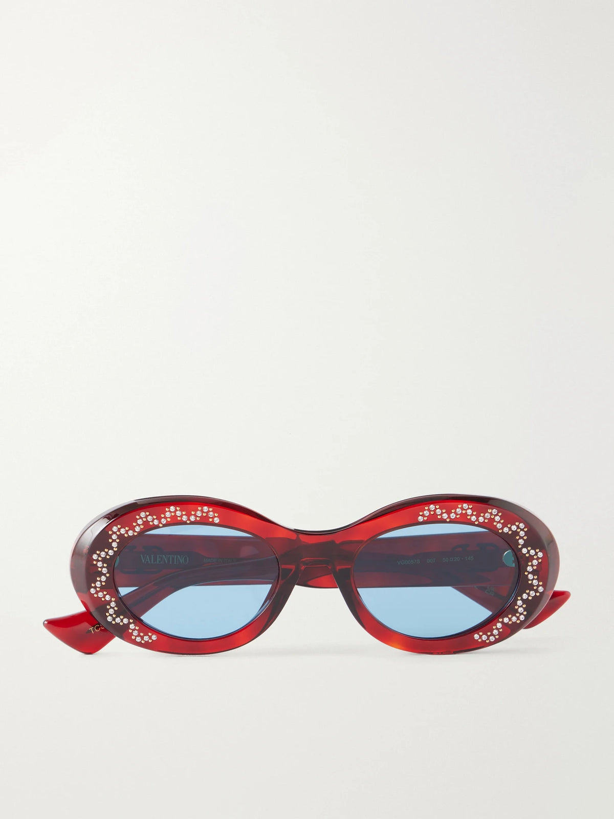 VALENTINO EYEWEAR Crystal-embellished Round-frame Recycled Acetate Sunglasses