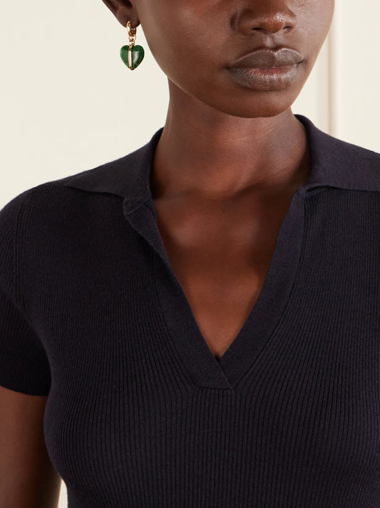Image of Earrings. Product name - The Stone Mini Heart Gold-tone And Agate Earrings in Green colour by brand - Roxanne Assoulin