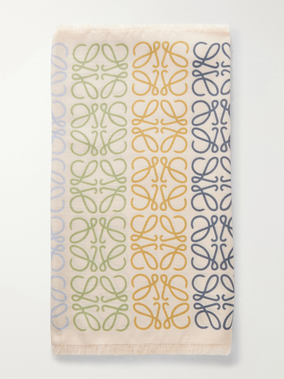 Fringed Printed Wool, Silk And Cashmere-blend Scarf
