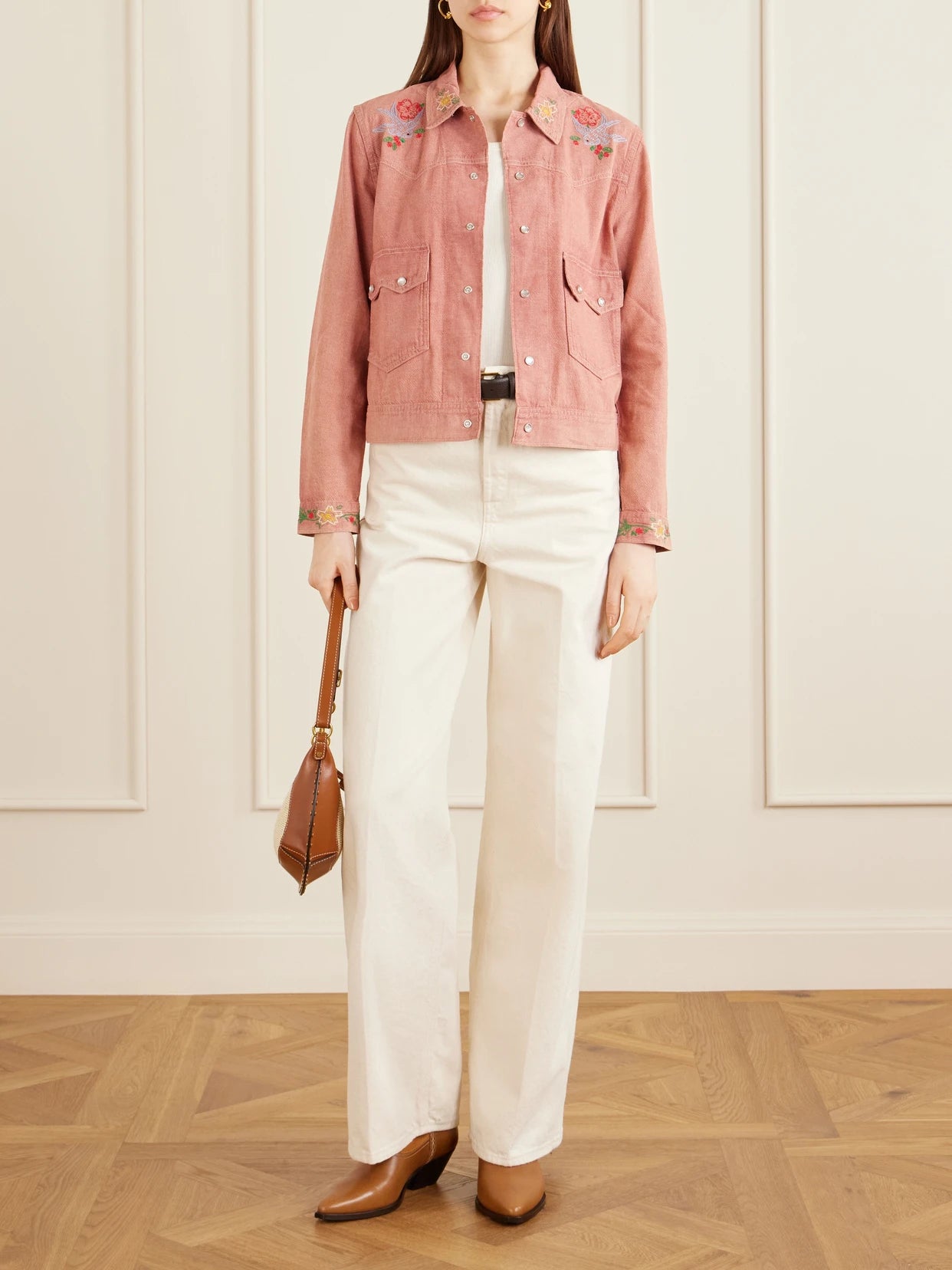 Image of Coats & Jackets. Product name - Billie Embroidered Cotton Linen Blend Shirt in Multi colour by brand - RRL