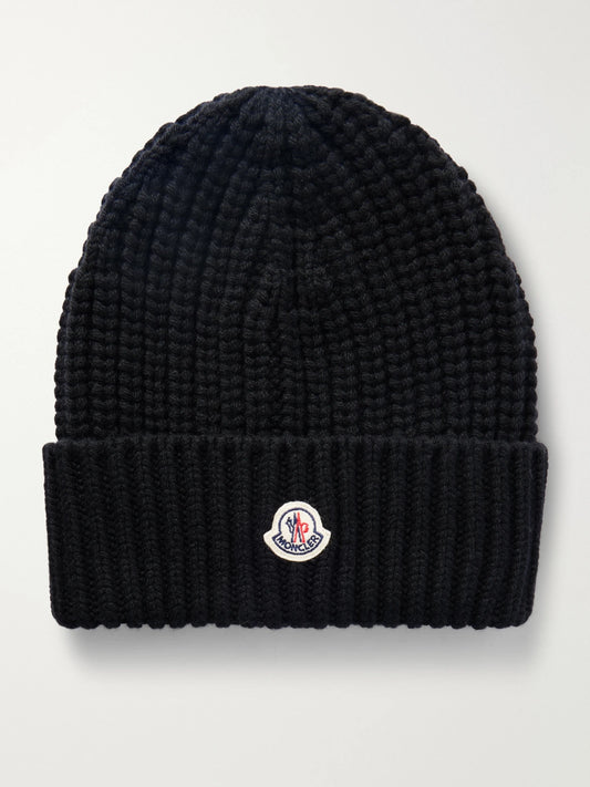 Appliquéd Ribbed Wool And Cashmere-blend Beanie