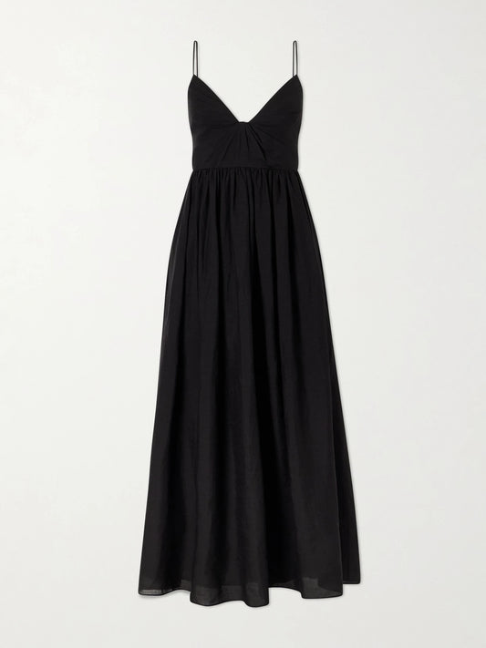 Image of Dresses. Product name - Vacation Ramie Maxi Dress in Black colour by brand - Aje