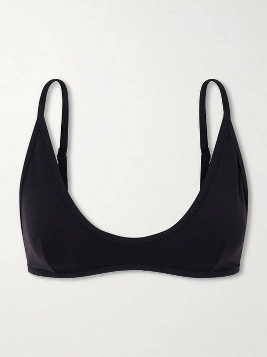 Image of Swimwear. Product name - Scoop Triangle Bikini Top in Black colour by brand - TOTEME