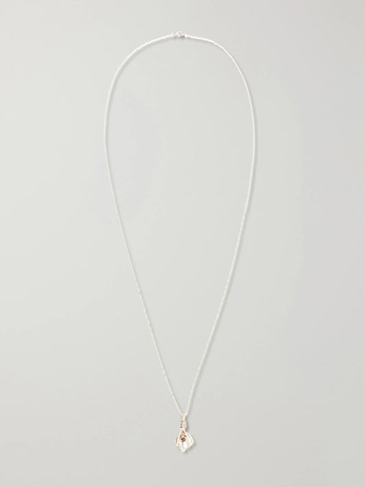 Le Sundial Veil Drop Sterling Silver Pendant Necklace
