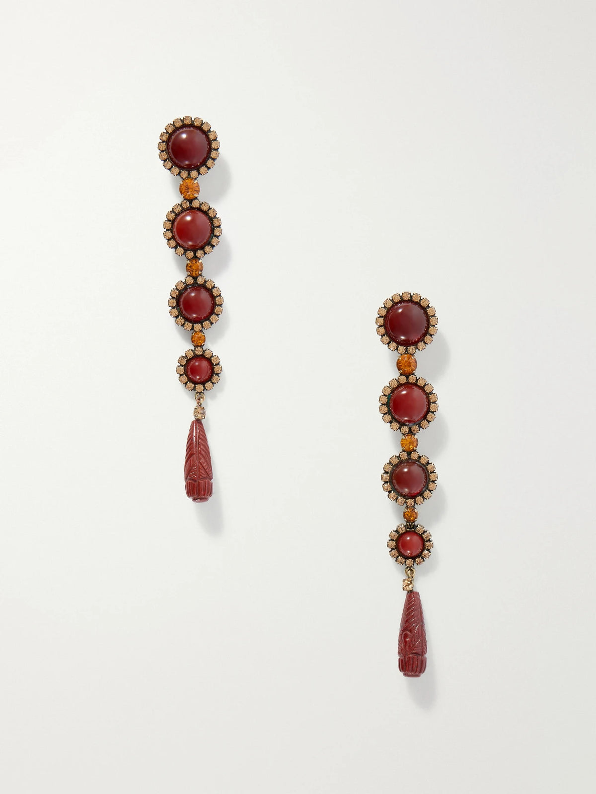 Jennifer Behr Rafferty Gold-tone Carnelian And Jasper Earrings