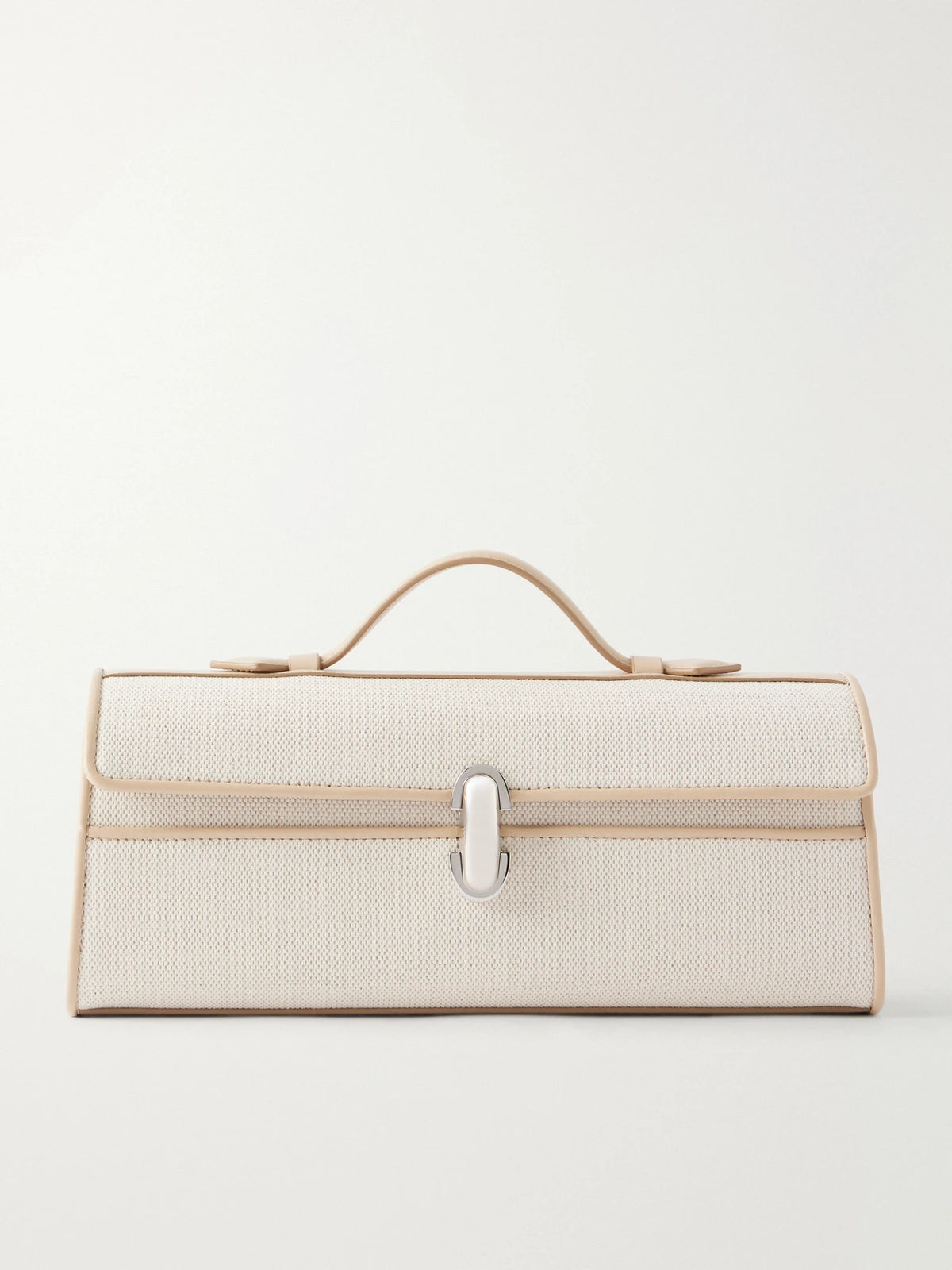 Slim Symmetry Canvas Leather-trimmed Clutch