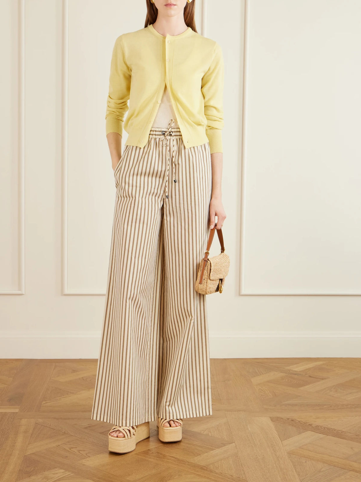 Image of Shoes. Product name - Channing Raffia Platform Wedge Sandals in Beige colour by brand - Loeffler Randall