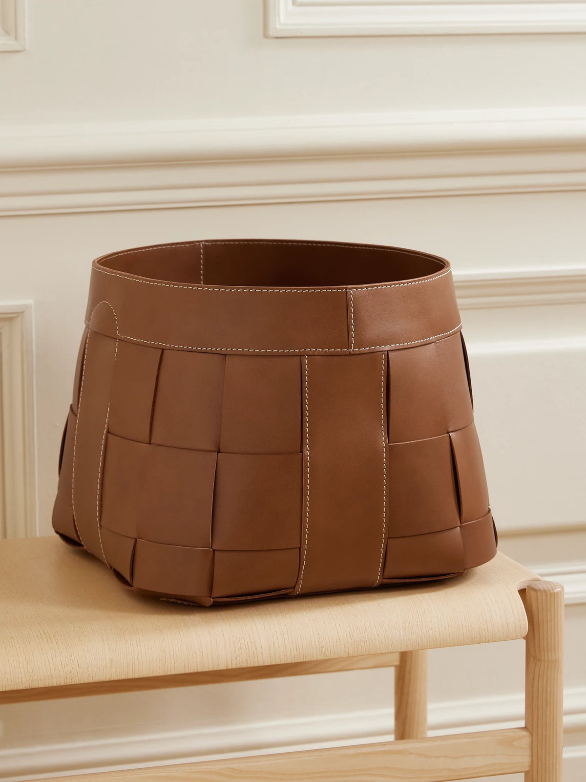 Hailey Small Woven Leather Basket
