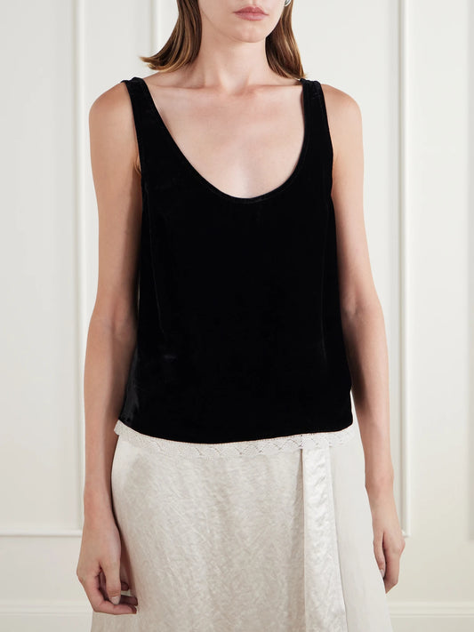 Maria McManus Lace-trimmed Velvet Cami