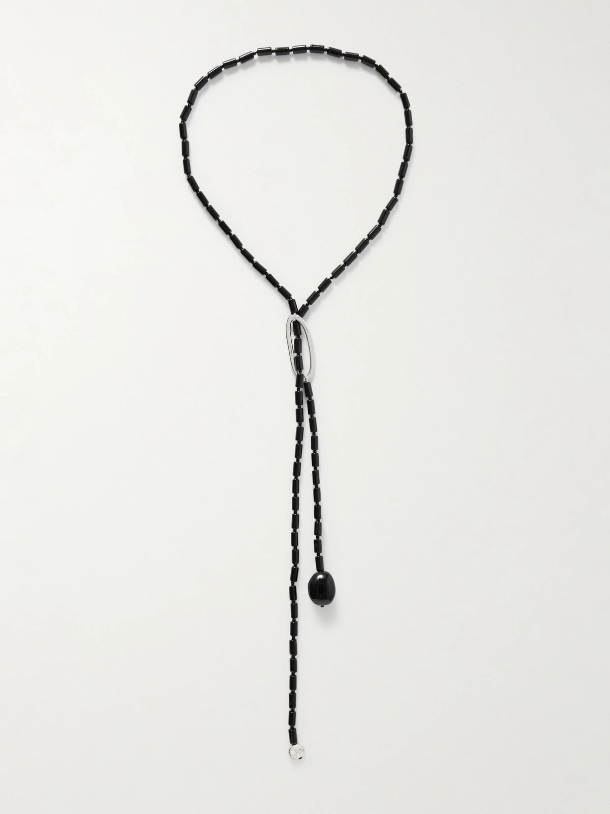 Annaya Sterling Silver Onyx Necklace