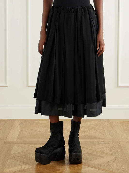 Comme des Garçons Layered Gathered Georgette And Organza Midi Skirt