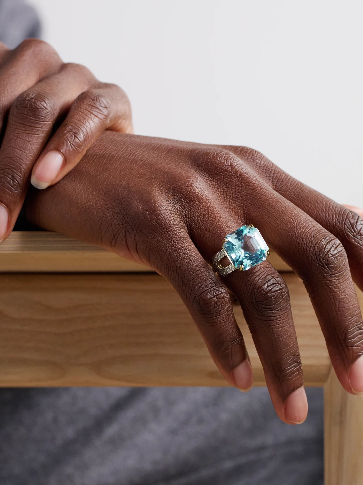 Image of Rings. Product name - 14-karat Gold, Topaz And Diamond Ring in Blue colour by brand - Mateo