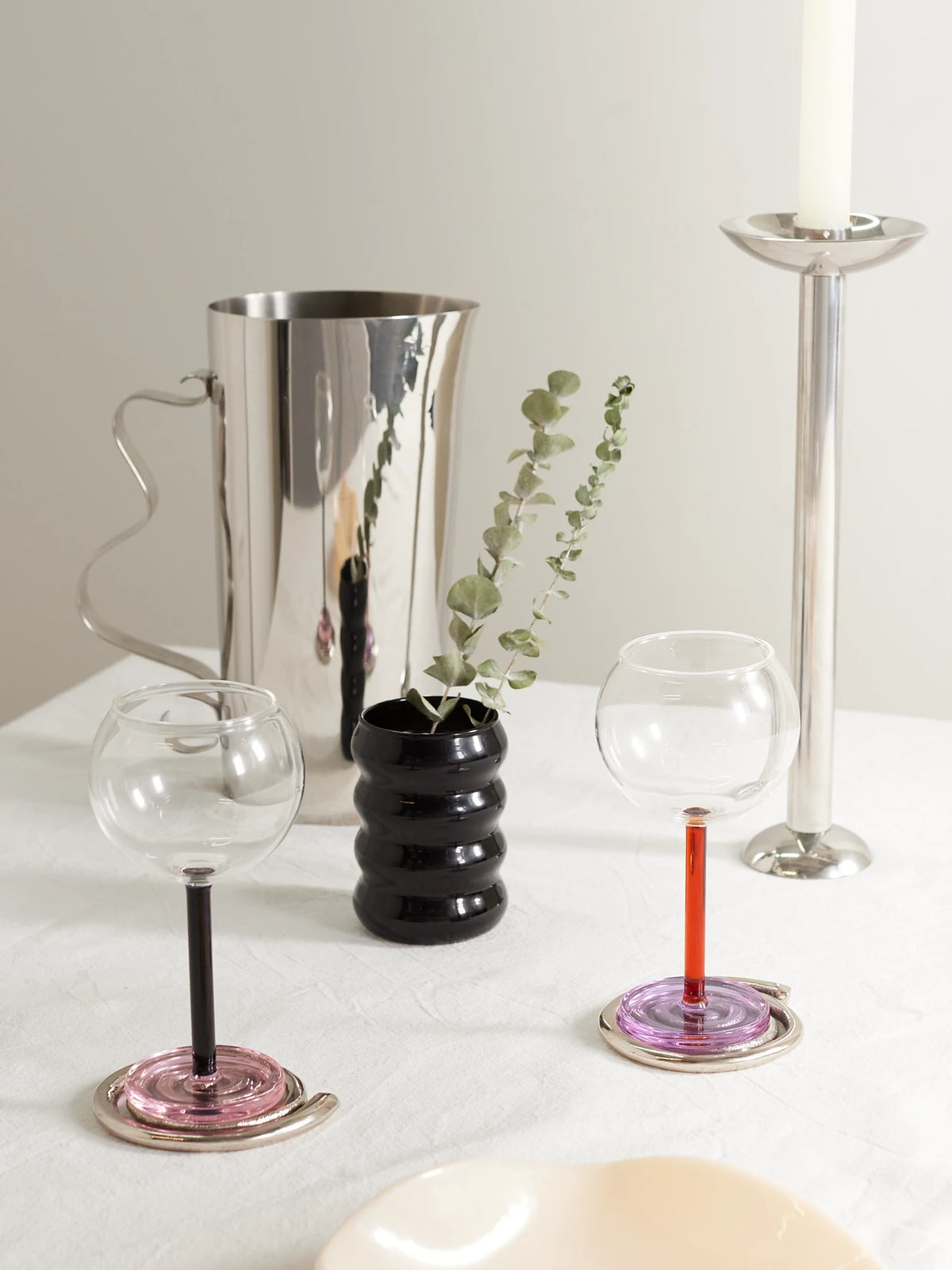 Image of Tableware. Product name - Bilboquet Set Of Four Wine Glasses in Clear colour by brand - Sophie Lou Jacobsen