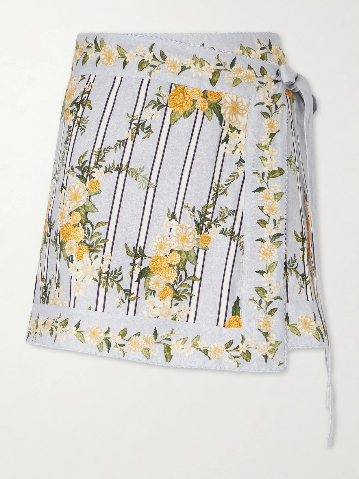 Image of Swimwear. Product name - Luna Valle Printed Linen Pareo in Blue colour by brand - Agua by Agua Bendita