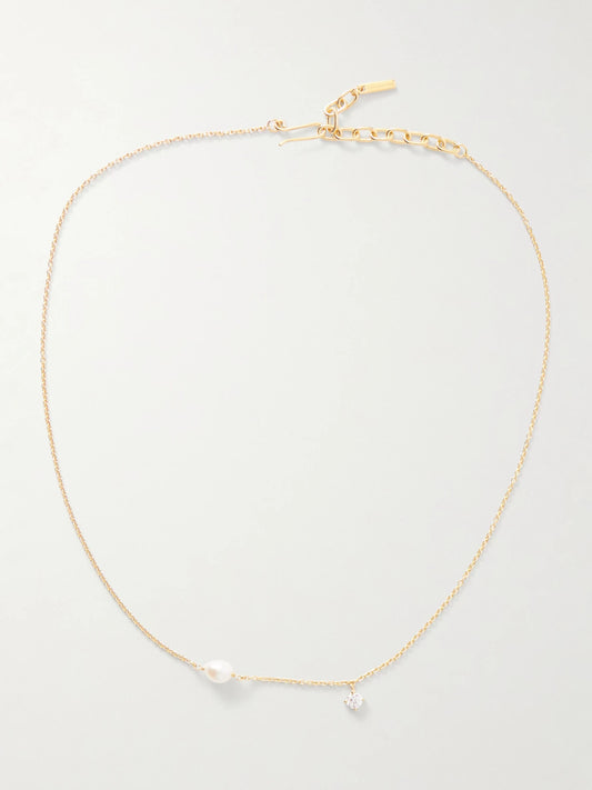 Gold-plated, Crystal And Pearl-like Necklace