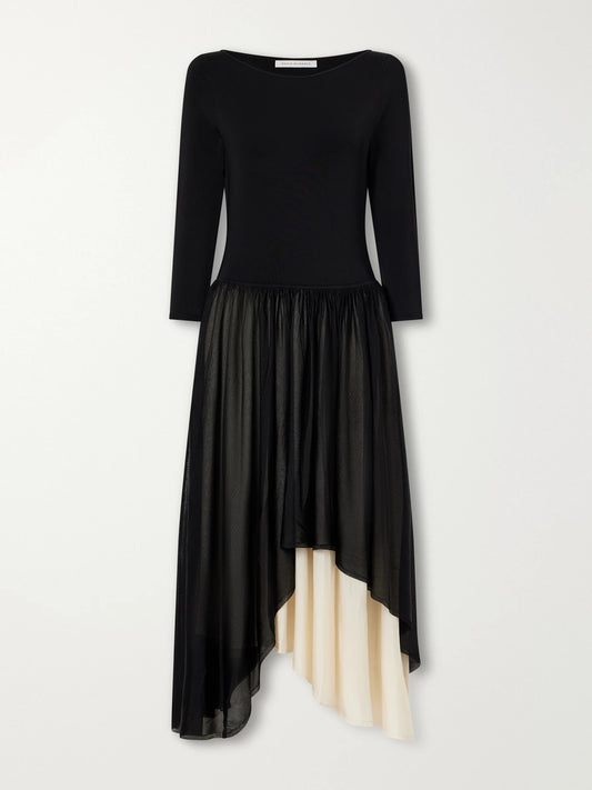 Maria McManus Asymmetric Gathered Jersey Midi Dress