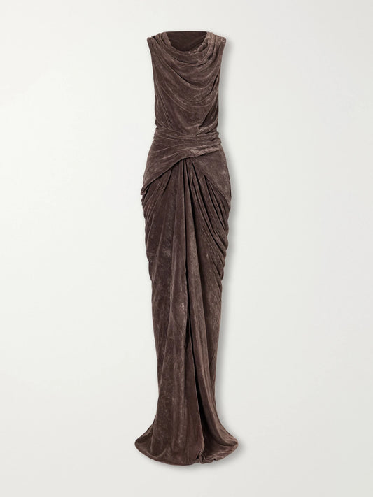 Rick Owens Strutter Draped Velvet Gown
