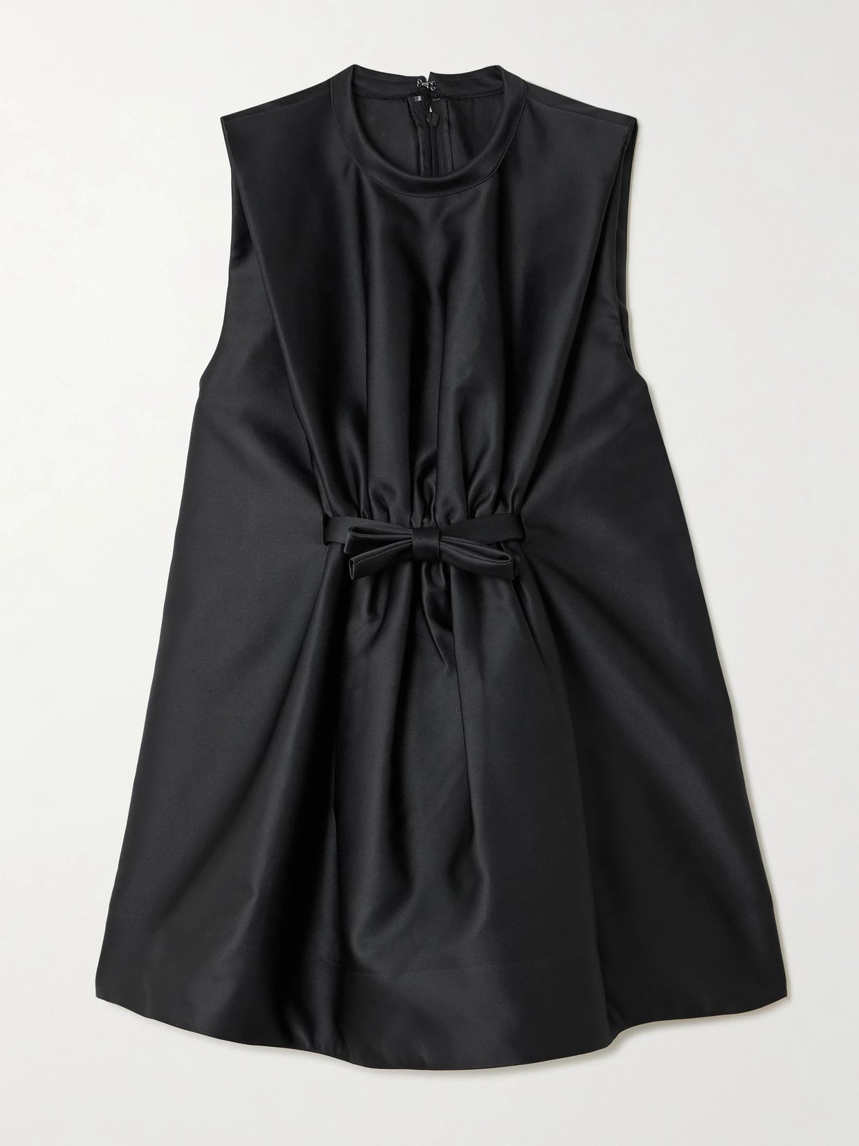 Image of Dresses. Product name - Bow-detailed Gathered Mikado Mini Dress in Black colour by brand - RABANNE